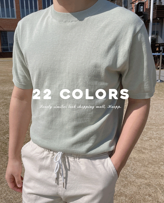 [MAN] 22 Color Core Round Linen Short Sleeve Knit (L, XL)
